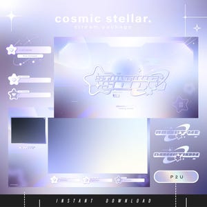Cosmic stellar - y2k - Twitch Pack - Animated Minimal  Stream Pack - Streaming Scenes - Twitch overlays - Animated screens - Twitch Panels