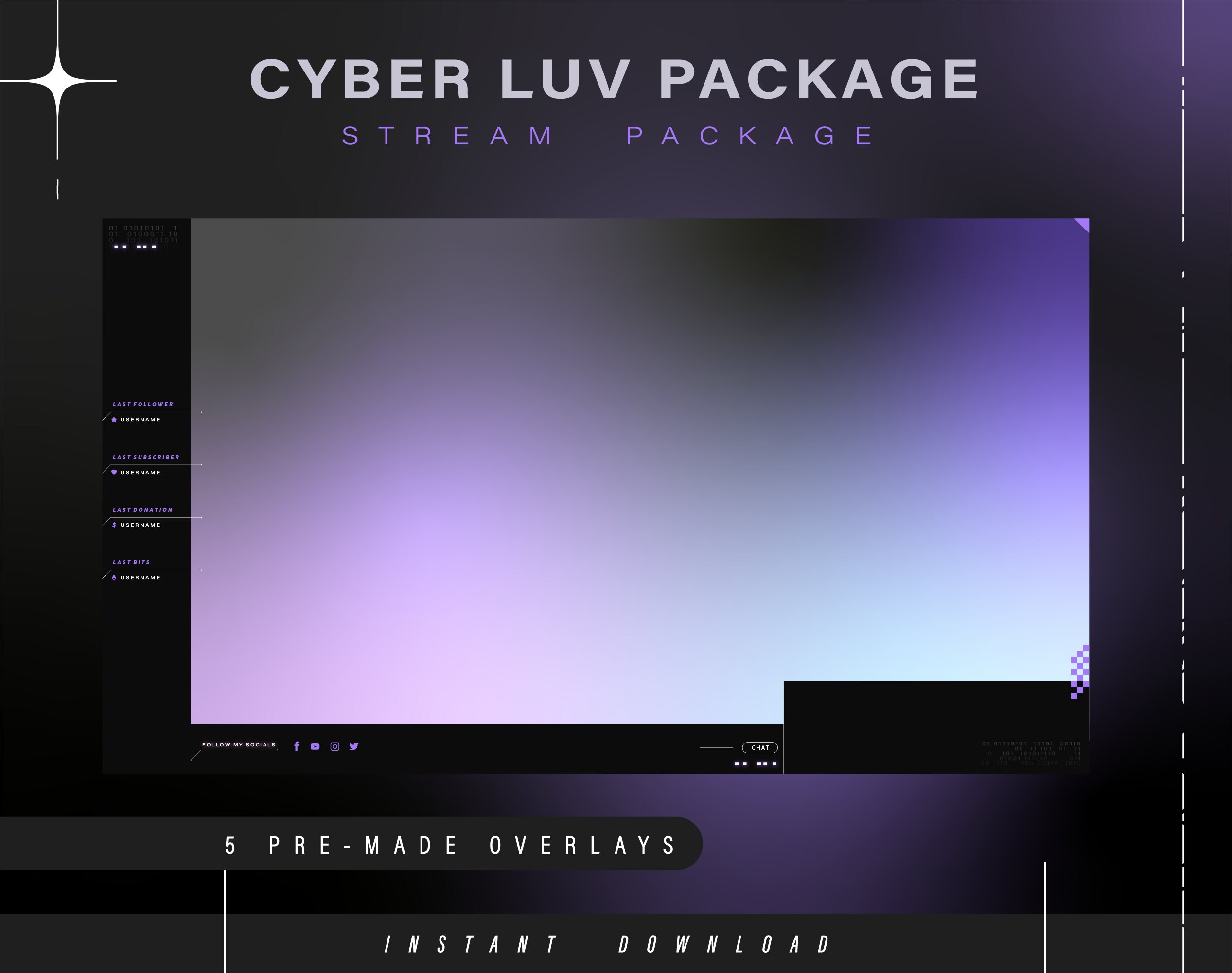 Cyber Y2k Twitch Pack - Animated Minimal Stream Pack - Streaming Scenes ...
