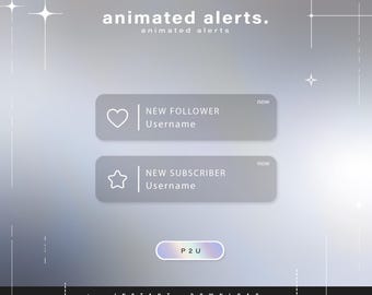 6 alertes de notification animées - Alertes animées pour Twitch - Alertes esthétiques - Alertes animées mignonnes pour streamer - Twitch - Stream