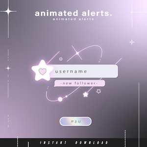 6x Avvisi animati - Avvisi animati per Twitch - Avvisi estetici - Avvisi animati carini per lo streaming - Twitch - Streaming