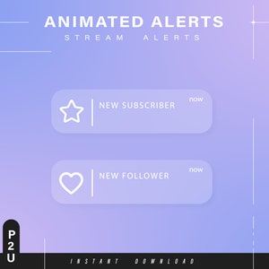 6x Animated notification alerts - Animated alerts for twitch - Aesthetic alerts - Cute animated alerts for stream - Twitch - Stream