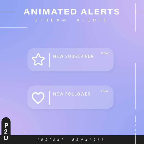 6x Animated notification alerts - Animated alerts for twitch - Aesthetic alerts - Cute animated alerts for stream - Twitch - Stream