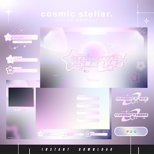 Cosmic stellar - y2k - Twitch Pack - Animated Minimal  Stream Pack - Streaming Scenes - Twitch overlays - Animated screens - Twitch Panels