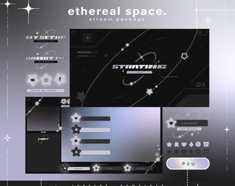 Ätherischer Raum - y2k - Twitch Pack - Animated Minimal Stream Pack - Twitch Overlays - Animierte Bildschirme - Twitch Panels