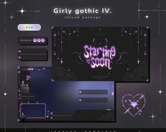 Girly gothic IV - Twitch Gothic Pack - Animated Stream Pack - Streaming Scenes - Twitch overlays - Animated screens - Vtuber - Twitch Stream