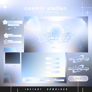 Cosmic stellar - y2k - Twitch Pack - Animated Minimal  Stream Pack - Streaming Scenes - Twitch overlays - Animated screens - Twitch Panels