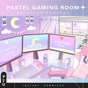 Escenas animadas para twitch - Kawaii gamer room - Pantallas estéticas - Pantallas animadas - Twitch Ovelay - Twitch - Stream