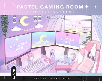 Escenas animadas para twitch - Kawaii gamer room - Pantallas estéticas - Pantallas animadas - Twitch Ovelay - Twitch - Stream