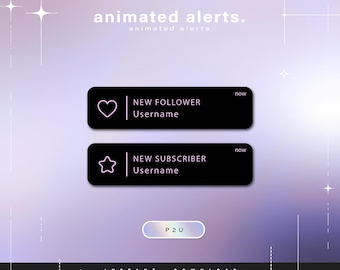 6 alertas de notificación animadas - Alertas animadas para Twitch - Alertas estéticas - Lindas alertas animadas para transmisión - Twitch - Transmisión - Alertas