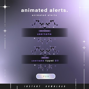 6x Animated cat alerts - Animated alerts for twitch - Aesthetic alerts - Cute animated alerts for stream - Twitch - Stream