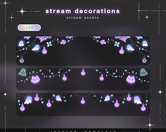 Halloween Stream Decorations - 5 Animated Cozy Halloween Decorations - Twitch Stream Package - Halloween Overlay - Twitch Graphics