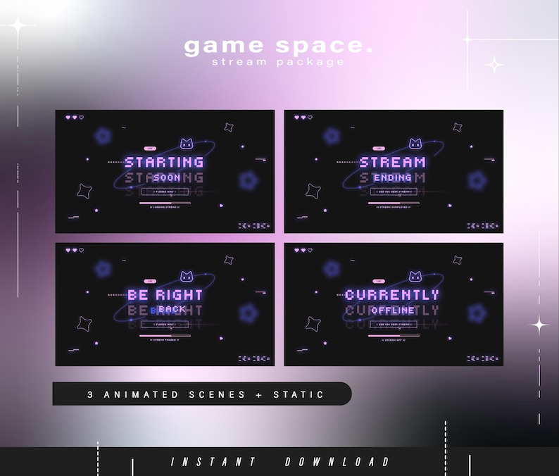 Game Space - Twitch Pack - Animated Stream Pack - Streaming Scenes ...