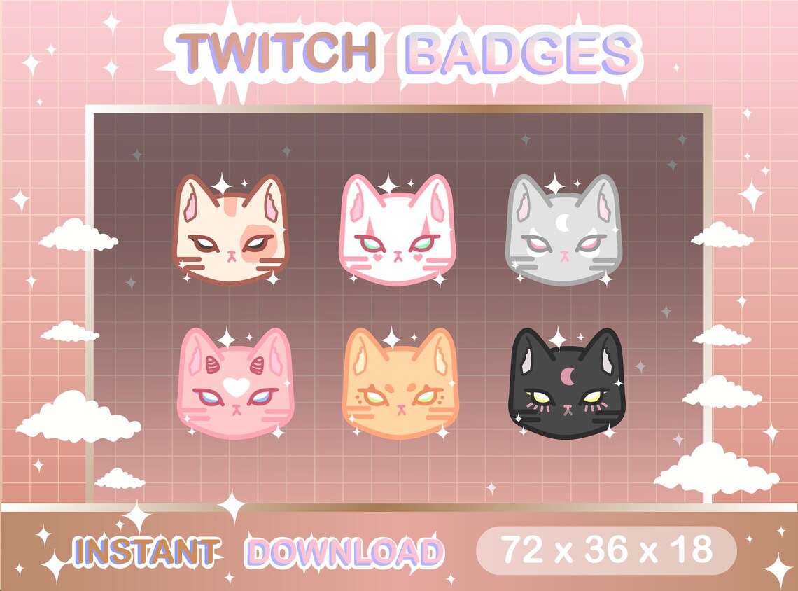 Twitch Cat Badges / Twitch Cat Collection 1 / Aesthetic / Bit Etsy