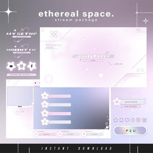Ethereal space - y2k - Twitch Pack - Animated Minimal  Stream Pack - Streaming Scenes - Twitch overlays - Animated screens - Twitch Panels