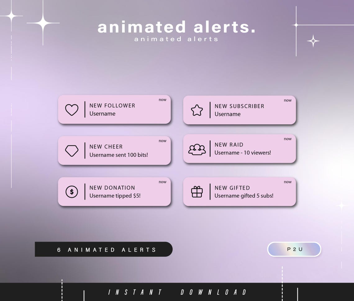 6x Animated Notification Alerts - Animated Alerts for Twitch ...