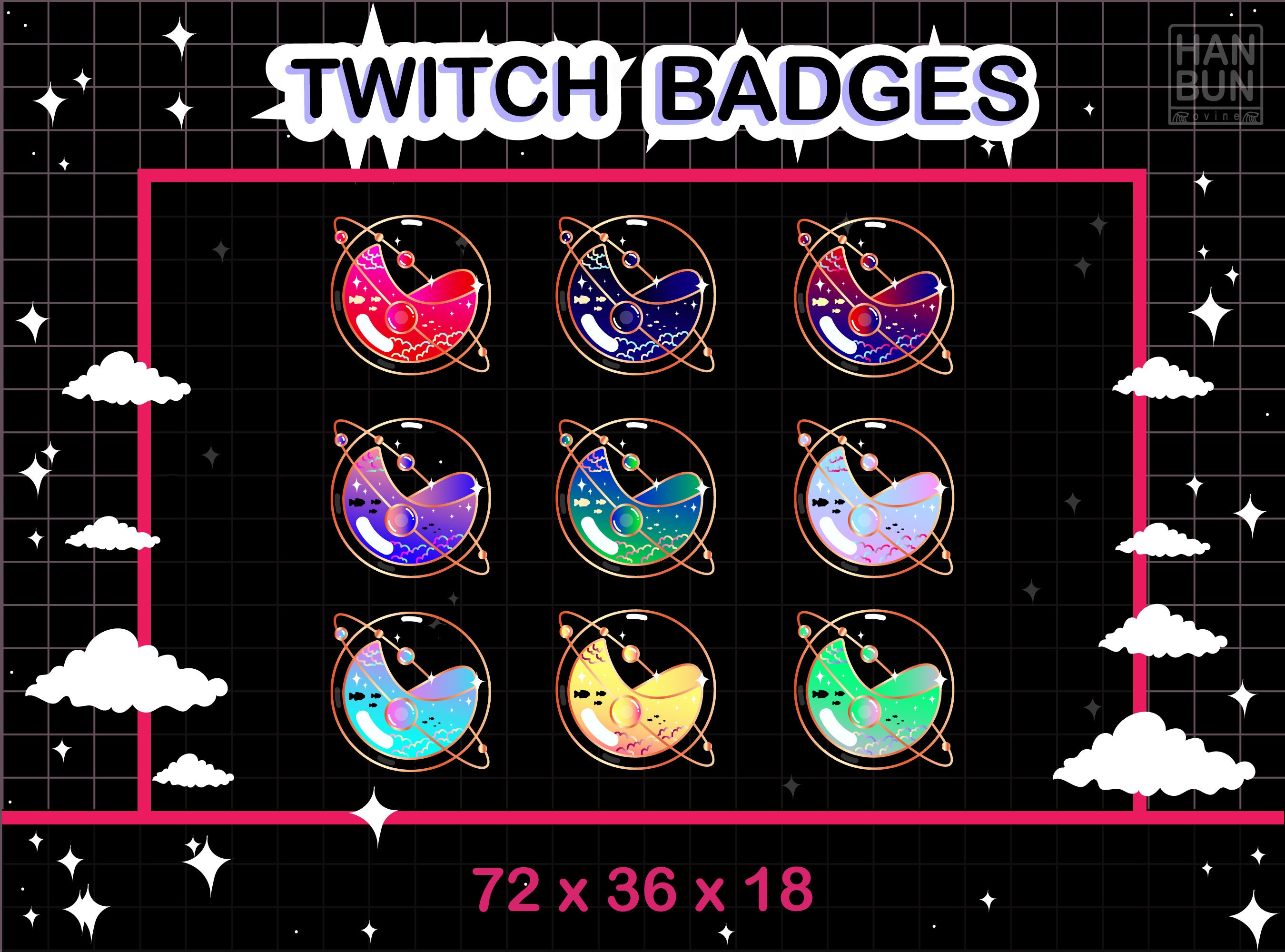 badges Twitch / cute/ aesthetic / Universe sub Etsy