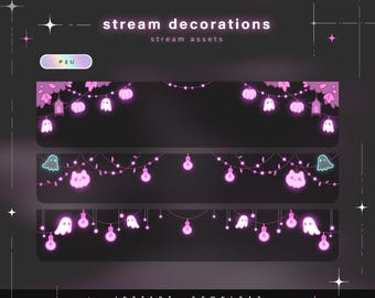 Halloween Stream Decorations - 5 Animated Cozy Halloween Decorations - Twitch Stream Package - Halloween Overlay - Twitch Graphics