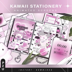 Kawaii stationery - Animated screens - Animated scenes for twitch -  Aesthetic screens - Animated screens - Twitch Ovelay - Twitch - Stream