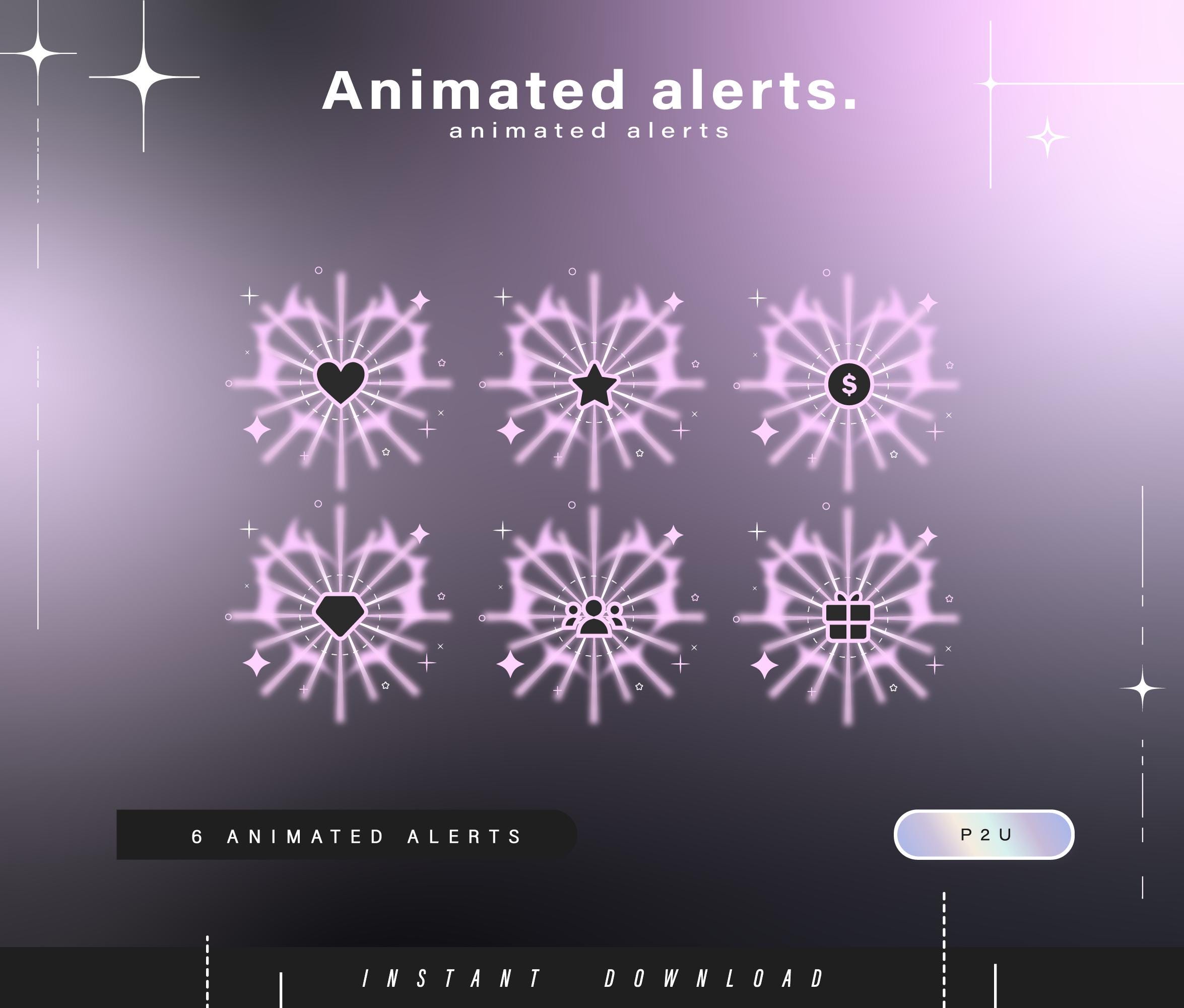 6x Animated Alerts - Animated Alerts for Twitch - Aesthetic Alerts ...