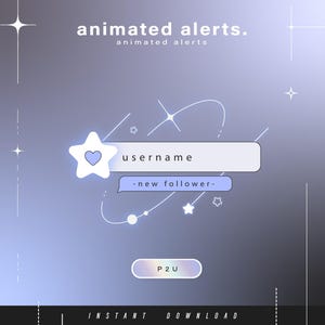 6x Animated  alerts - Animated alerts for twitch - Aesthetic alerts - Cute animated alerts for stream - Twitch - Stream