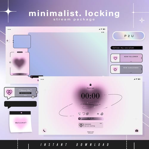 Pack Minimal Twitch - Pack d'animation Minimal Stream - Scènes en streaming - Superpositions Twitch - Écrans animés - Panneaux Twitch