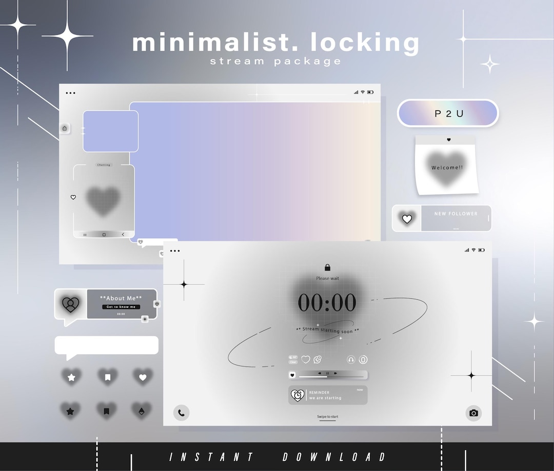 Minimal Twitch Pack Animated Minimal Stream Pack Streaming Scenes