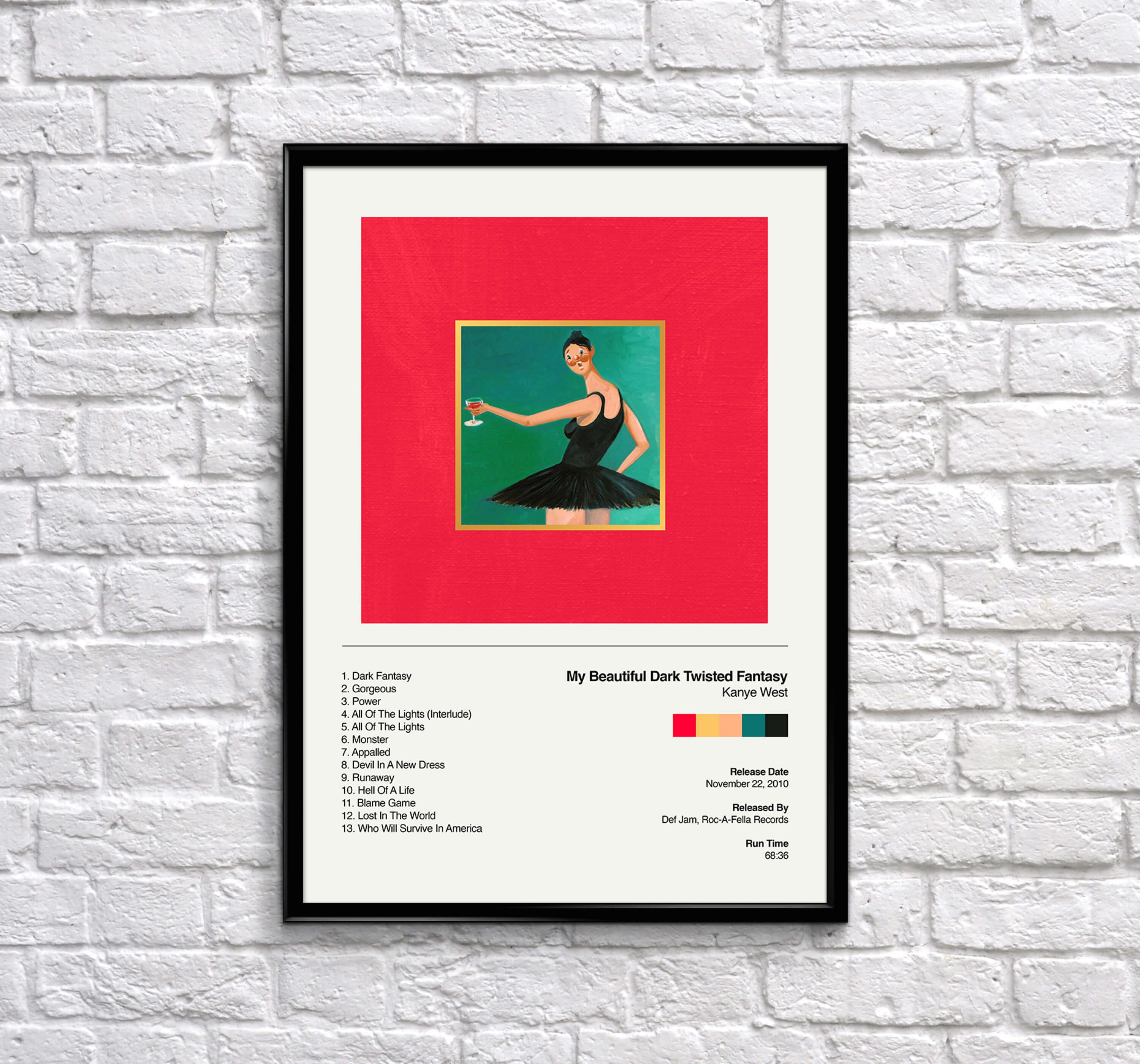 Kanye West Poster | My Beautiful Dark Twisted Fantasy Album Cover Pos…