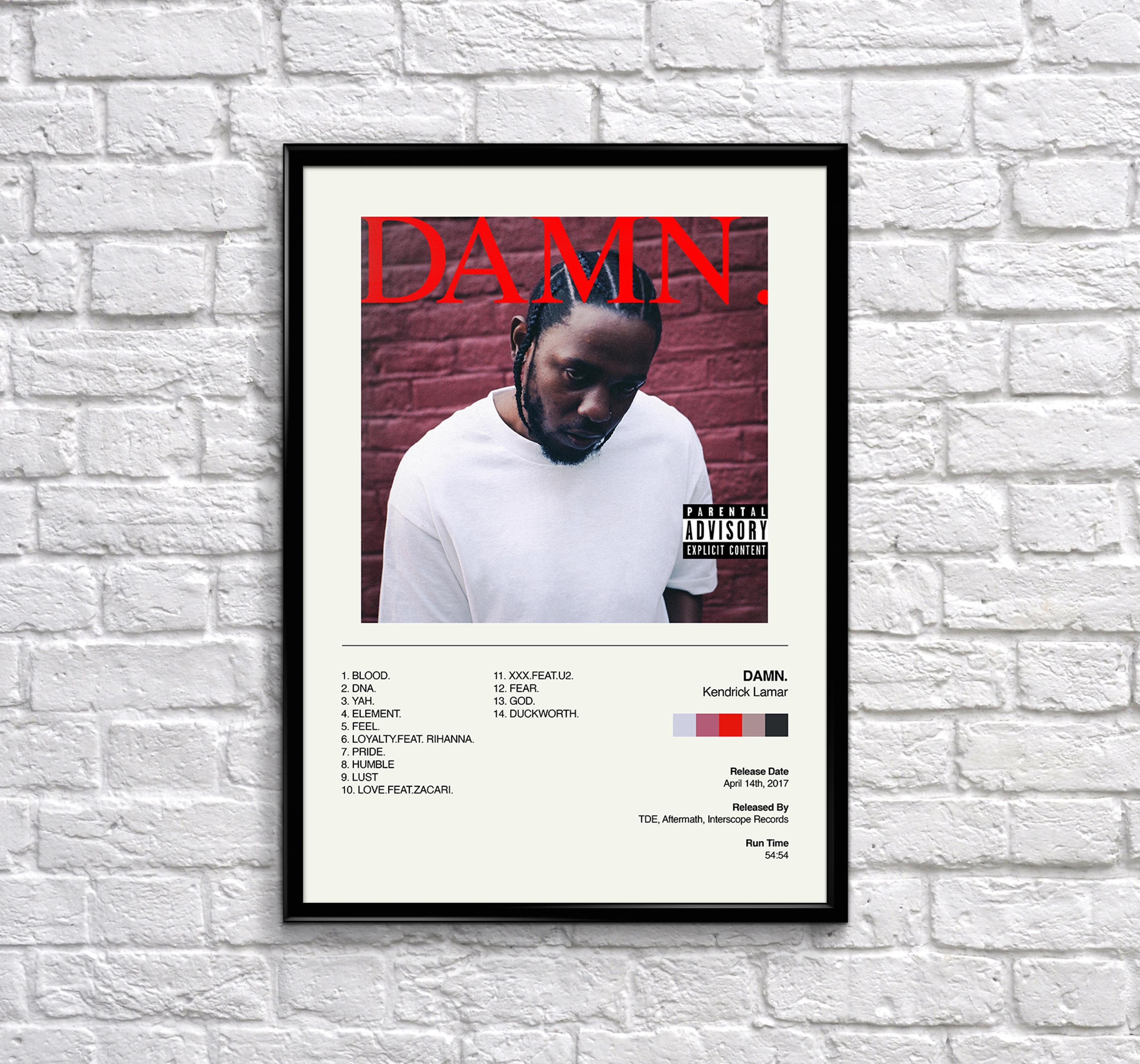 Kendrick Lamar Poster DAMN Album Cover Poster Music Etsy