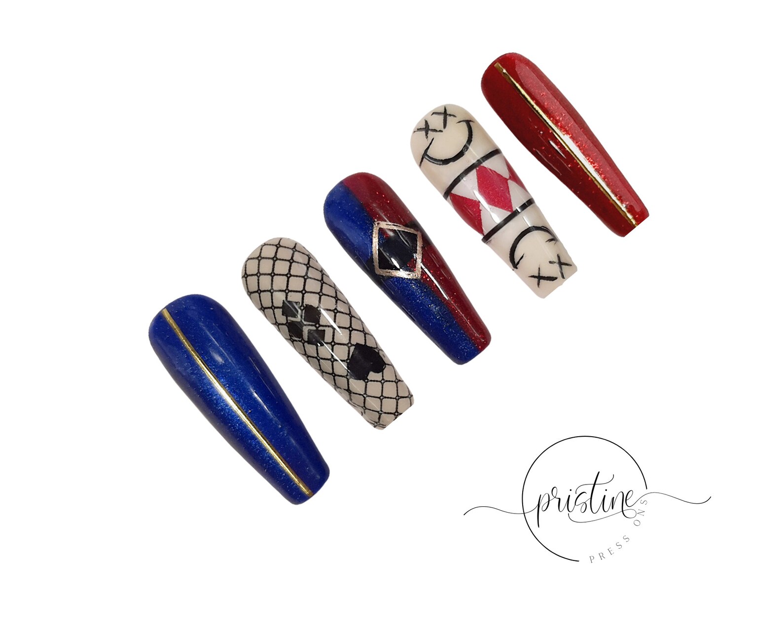 Harley Quinn Nails Suicide Squad Halloween Nails Harley Etsy