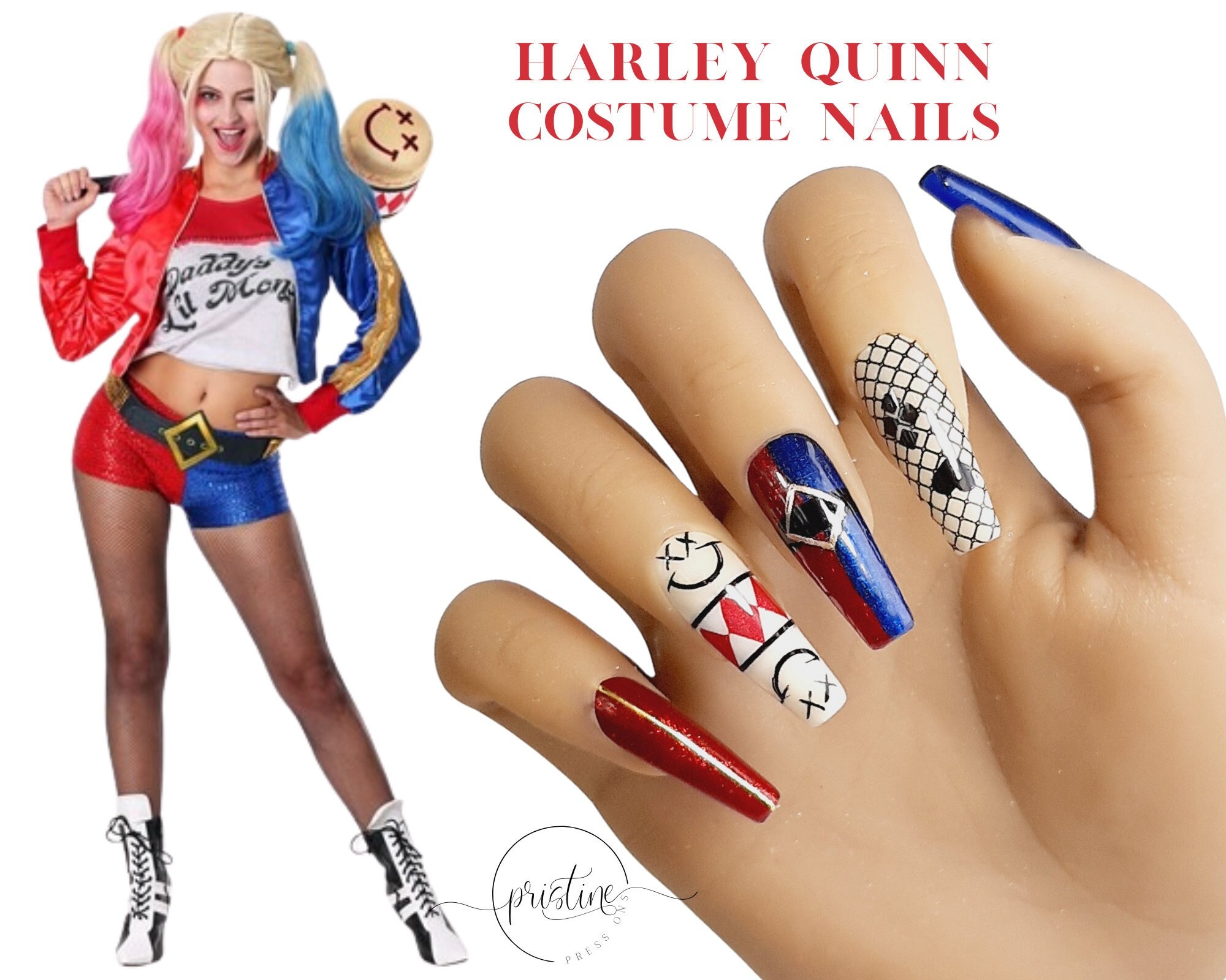 Harley Quinn Inspired Nail Colors - wide 5