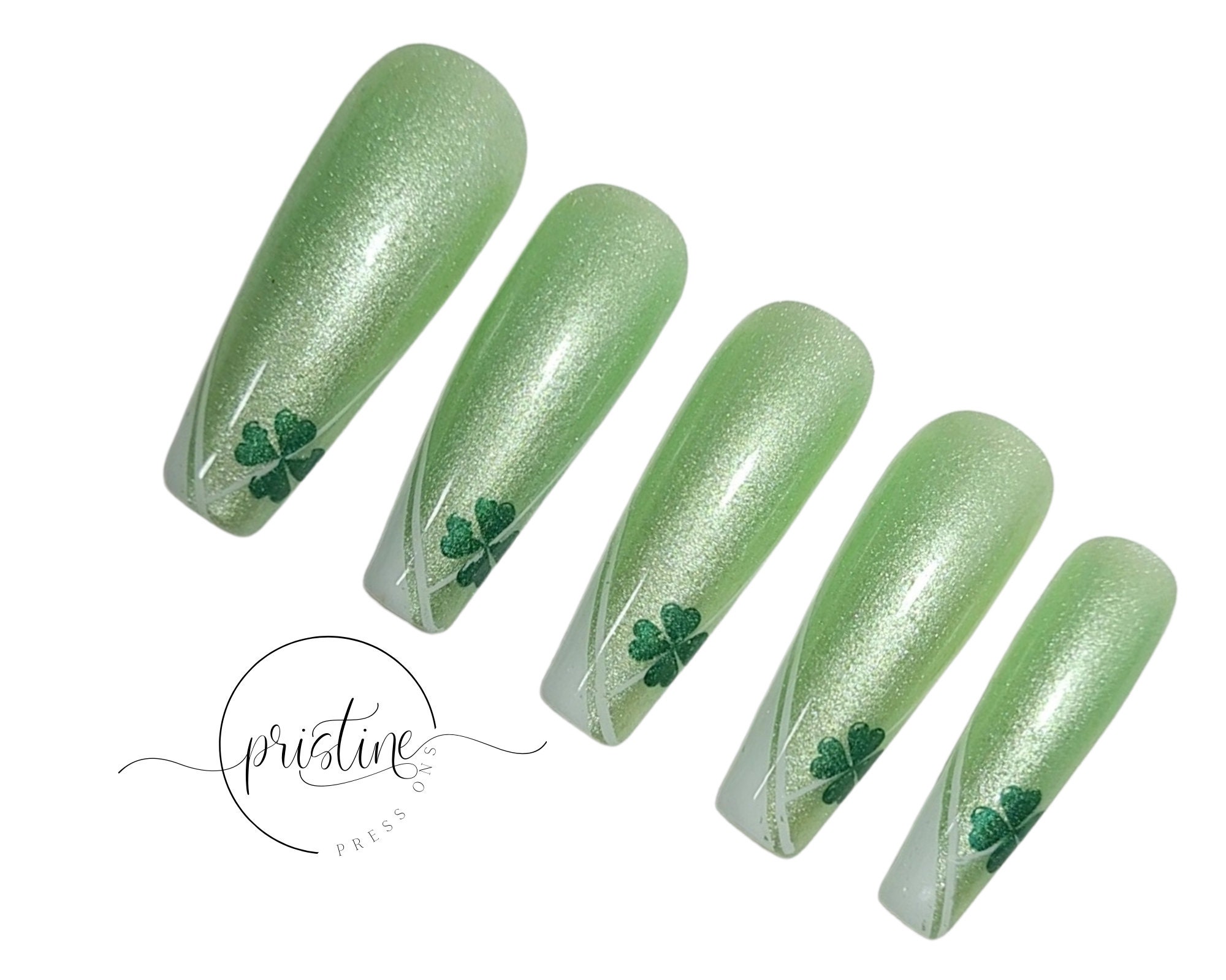 Luxury Bling St. Patrick's Day Nails Saint Patricks Day Press on Nails  Irish Nails Green Nails Nails With Gems Set of 10 