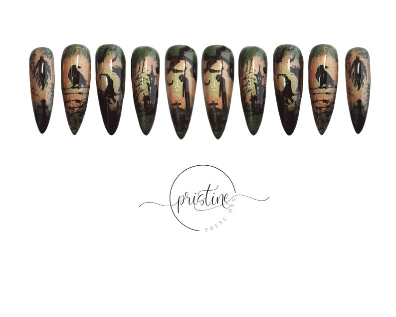 Wicked Witch Halloween Nails Halloween Press on Nails - Etsy