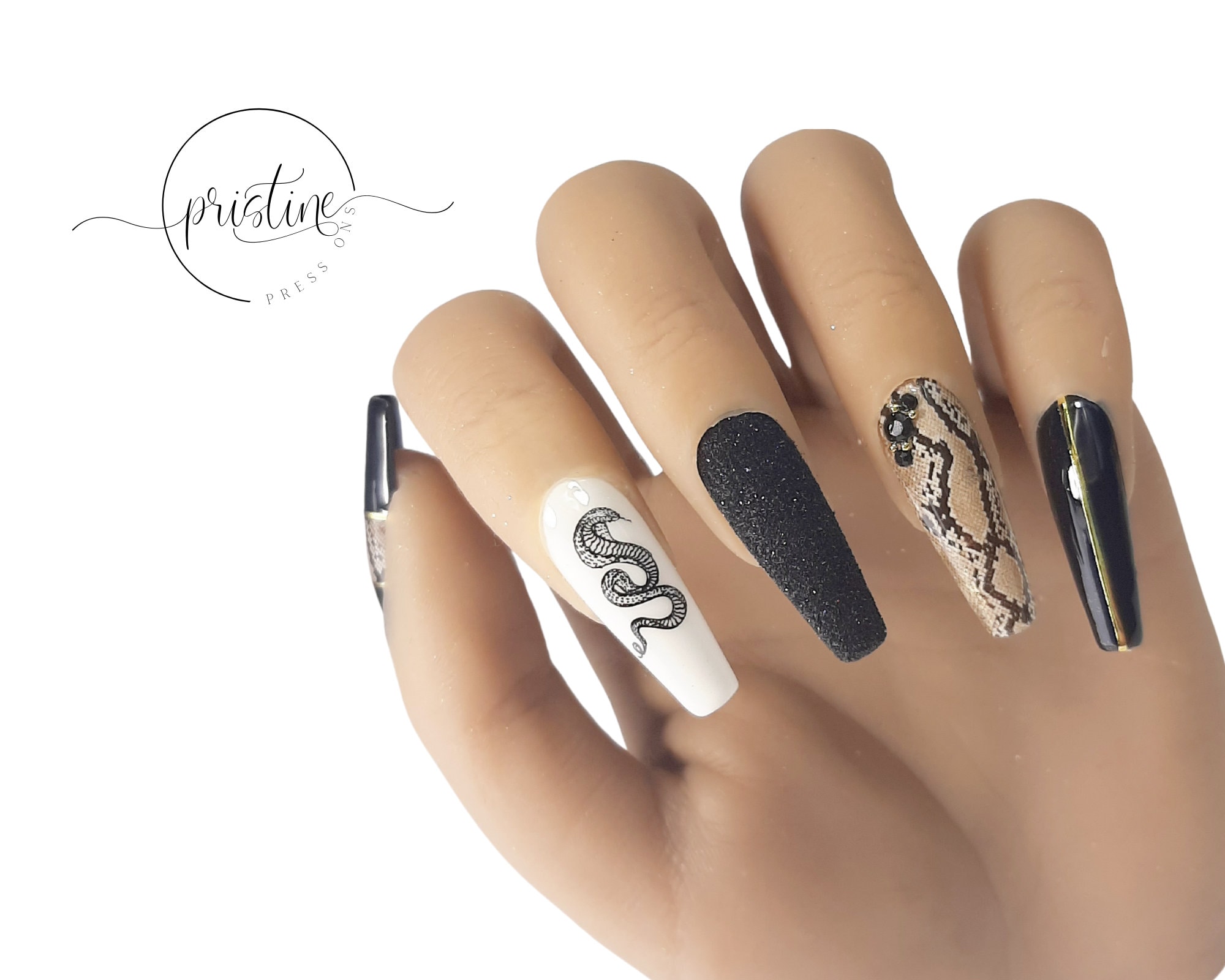 7. Black and White Snake Nails - wide 1