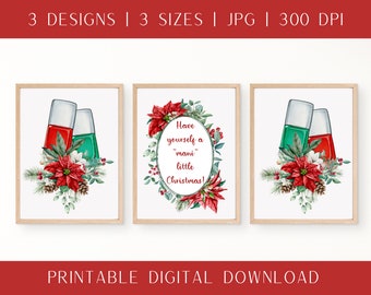 Christmas Nail Quote Wall Art | Red and Green Polishes with Christmas Flowers | Nail Sayings | Nail Quote | Salon Decor |  Digital Download
