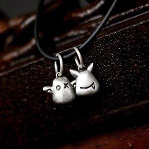 Little Devil Angel Cute Silver Pendant - Unique Pendant Accessory Gift - Necklace Gift for Girls