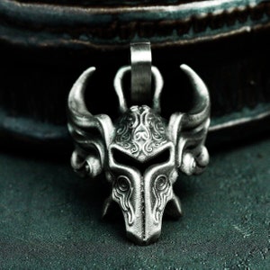 Gladiator Spartan Helmet 925 Silver Pendant - Medieval Knight Helmet Silver Necklace