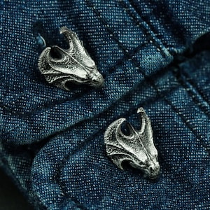 Triceratops cufflinks handmade in 925 silver - Silver dinosaur cufflinks accessories - Ancient dinosaur personalized cufflinks precious gift