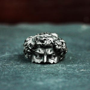 Classic David 925 Silver Ring - Handmade Art Gift Men&#39;s Ring - Broken David Statue Head Silver Ring