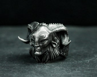 Pan's Labyrinth Faun Ring: 925 Silver Dark Fantasy Statement Jewelry