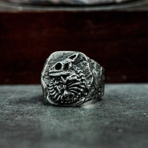 Chameleon Fossil 925 Silver Ring - Animal Skeleton Ring - Imitation Fossil Silver Ring Personality Gift