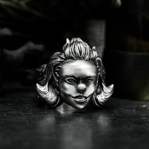 Joker Girl 925 Silver Ring - Clown Girl Silver Ring