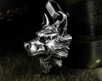 Sterling Silver Wolf Pendant Necklace: Handmade Wild Wolf Jewelry