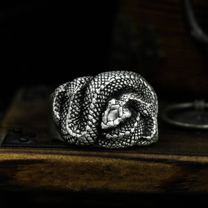 Coiled Snake 925 Silver Ring-Exquisite Handmade Snake Silver Ring-Medusa Snake Silver Ring