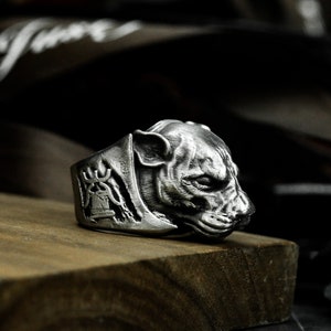 Leopard 925 silver ring - Cheetah leopard dark style 925 silver ring - Big Cat Jaguar Panther Totem Talisman Cat Animal - Craftsmen made