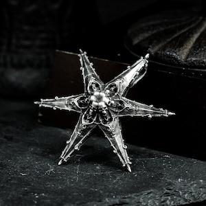 Hexagram Occult Skull 925 Silver Pendant - Dark Pagan Symbol Totem Necklace - Gothic Six-Pointed Star Ritual-Inspired Jewelry