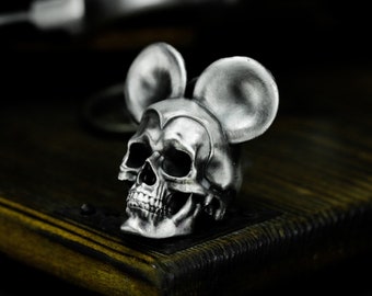 Mouse Skull Sterling Silver Pendant: Gothic Biker Necklace