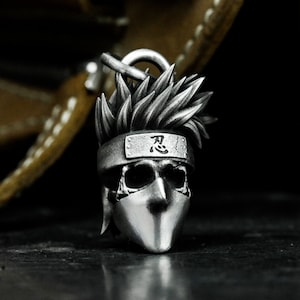 Japanese Masked Ninja 925 Silver Pendant - Anime Ninja Cartoon Necklace