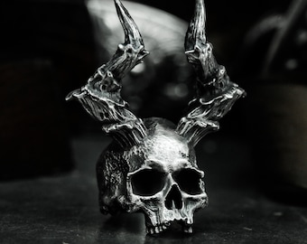 Demon Jawless Skull 925 Silver Ring - Dickens Retro Skull - Classic Motorcycle Trend Skull Silver Ring Gift