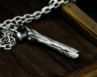 Broken bone 925 Silver Pendant Necklace - Silver bone faith pendant - Personalized gothic necklace gift with story