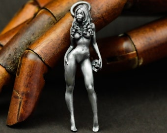 Witch Priestess 925 Silver Pendant Necklace - Naked Witch - Sexy Seductive Personality Pendant Necklace Gift